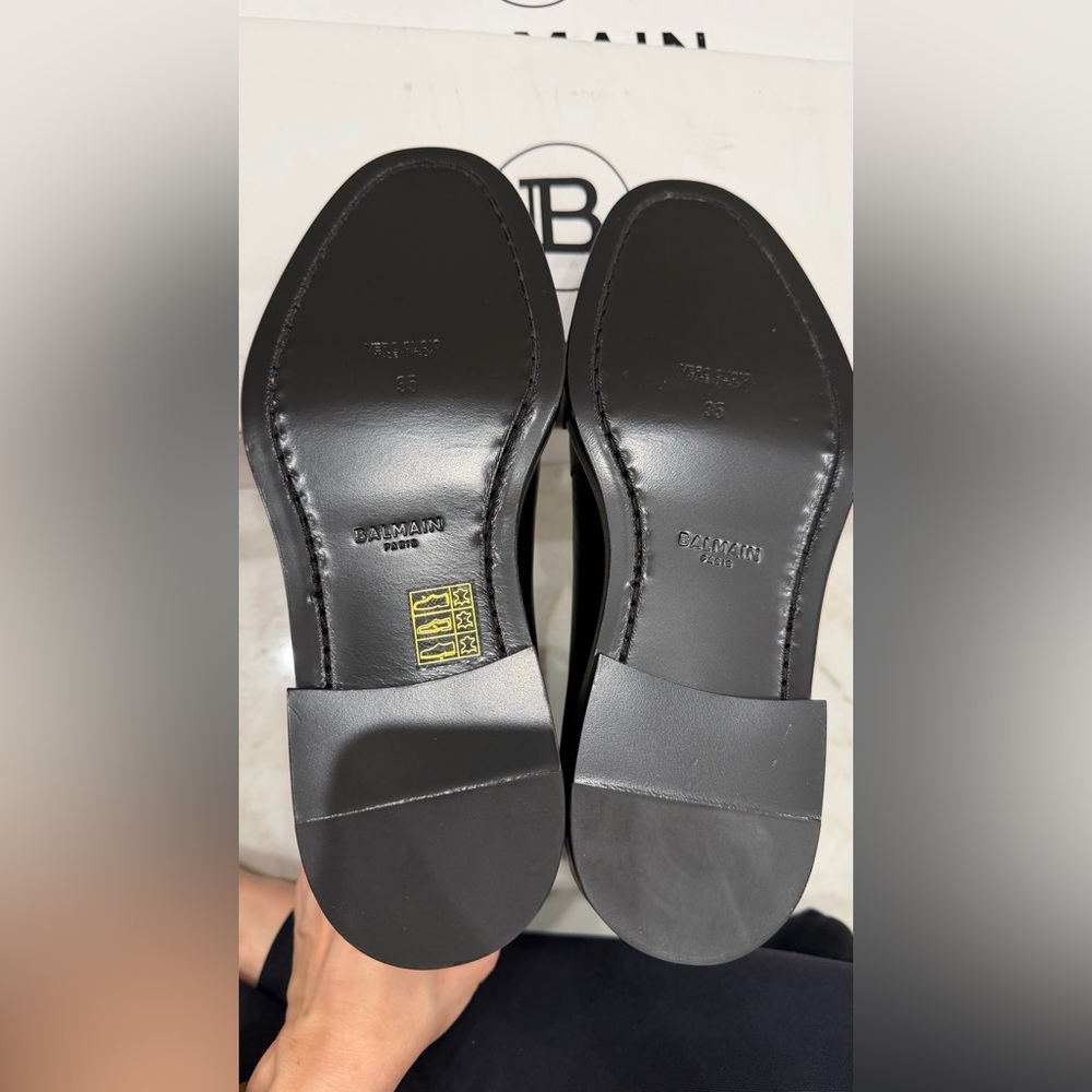 Balmain Black Leather Combat Boots with Gold B Symbol; Size 35; Brand New in Box - Picture 7 of 10